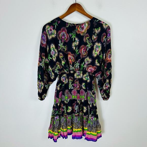 Alexis Holli Floral Mini Dress Women's XS Black Multicolor Midnight Bloom‎ New - Picture 9 of 12